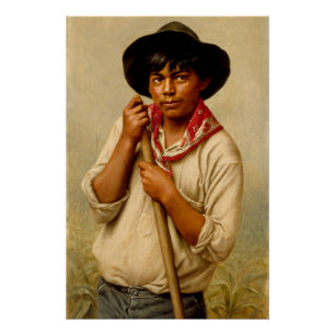 Póster Jovem homem capinando milho, pintura famosa
