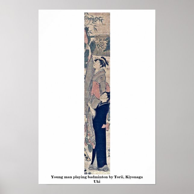 Poster Jovem jogando badminton por Torii, Kiyonaga Uki (Frente)