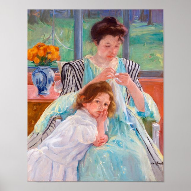Poster Jovem Mãe Costurando, Mary Cassatt (Frente)