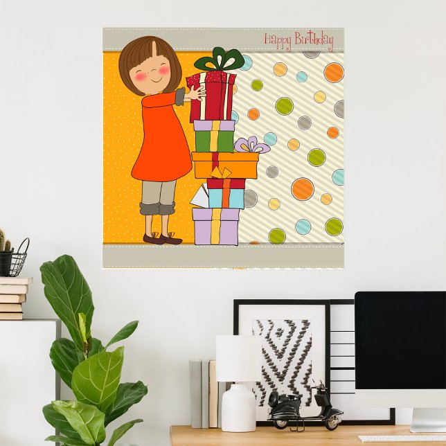 Poster Jovem Menina Feliz Aniversário (Criador carregado)