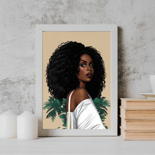 Poster Jovem Moderno Black Afro Girl ilustra