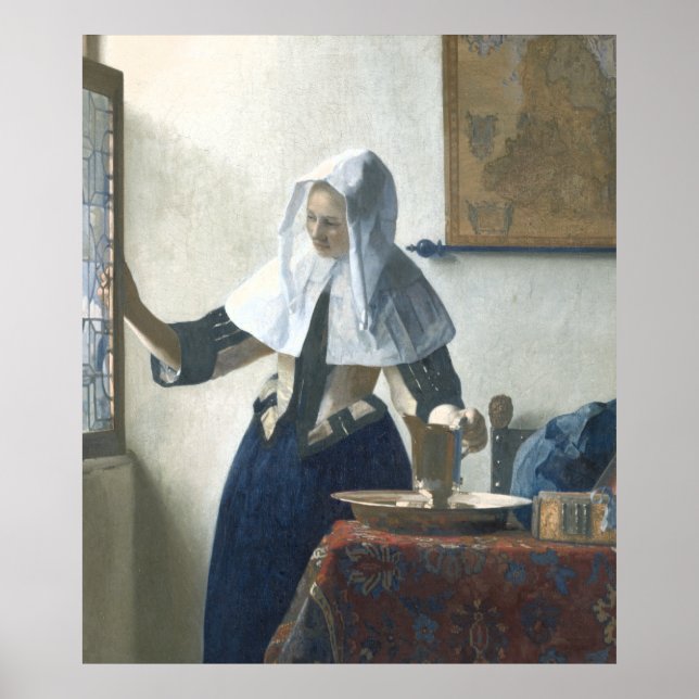 Póster Jovem Mulher com Pista de Água por Vermeer (Frente)