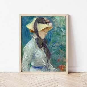 Poster Jovem Mulher com um Chapéu de Palha Berthe Moris