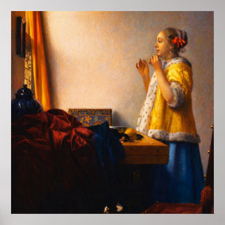 Poster Jovem Mulher com um Colar de Pérolas por Vermeer
