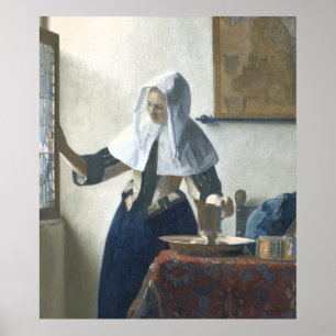 Póster Jovem mulher com um jarro da água por Vermeer