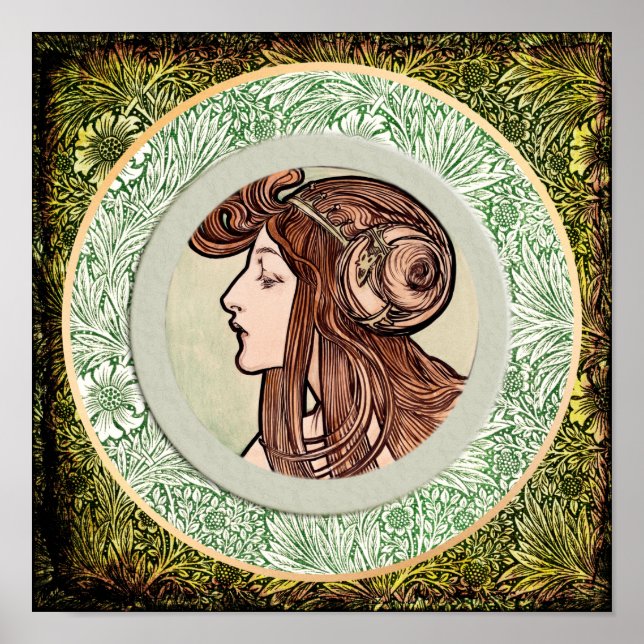 Poster Jovem mulher de Alphonse Mucha (Frente)