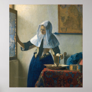 Póster Jovem mulher de Johannes Vermeer com um jarro da
