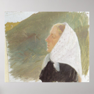 Poster Jovem Mulher de Preto com Scarf
