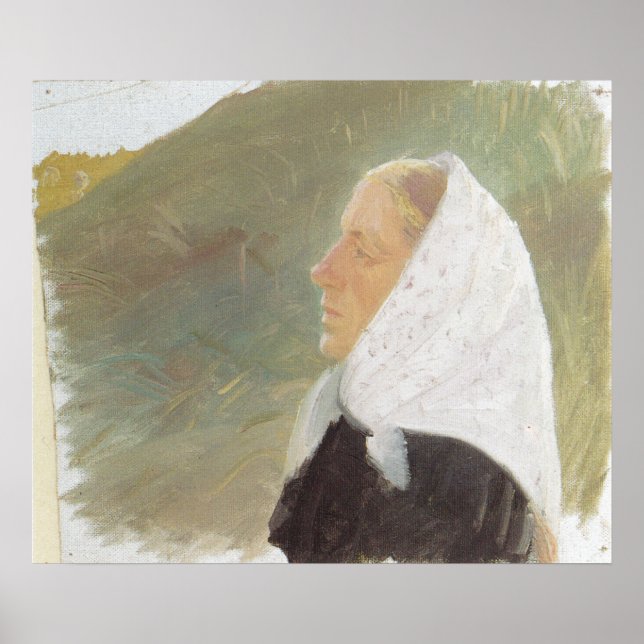 Poster Jovem Mulher de Preto com Scarf (Frente)