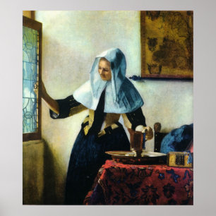 Póster Jovem Mulher de Vermeer com Pitcher de Água cerca 