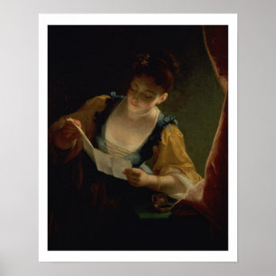 Póster Jovem Mulher Lendo uma Carta (óleo sobre tela)