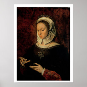 Póster Jovem mulher que lê um livro das horas (óleo no