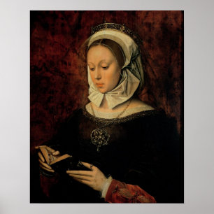 Poster Jovem mulher que lê um livro das horas (óleo no