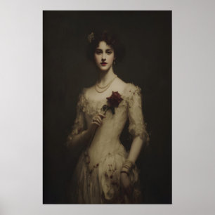 Poster Jovem Mulher Segurando Rosa Murcha, Gótico Vitoria