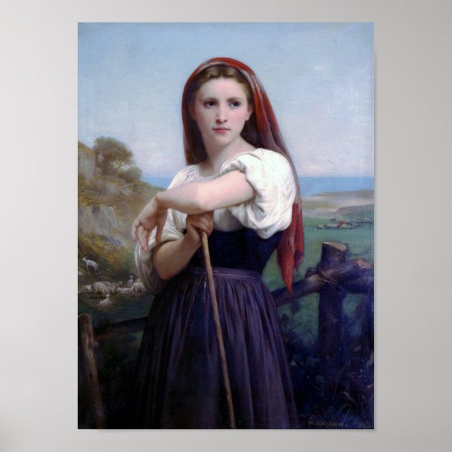 Poster Jovem Pastora, Bouguereau (Frente)