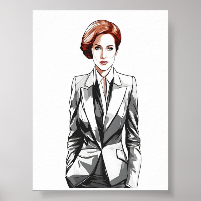 Poster Jovem Ruiva Bela em Fato (Frente)