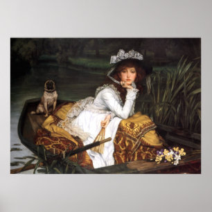 Póster Jovem senhora de Tissot e pintura antiga do pug
