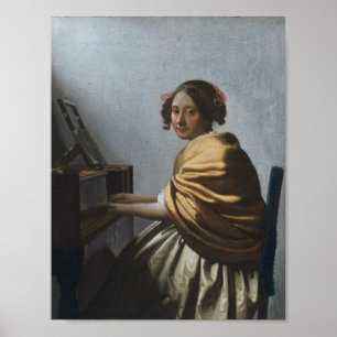 Poster Jovem Sentada em uma Virgem - Vermeer
