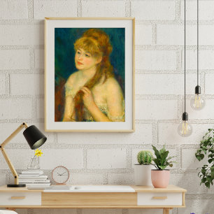 Póster Jovem Travando seu cabelo por Renoir