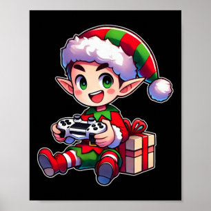 Poster Jovens de Natal Gamer Elf Jogos Xmas Meninos