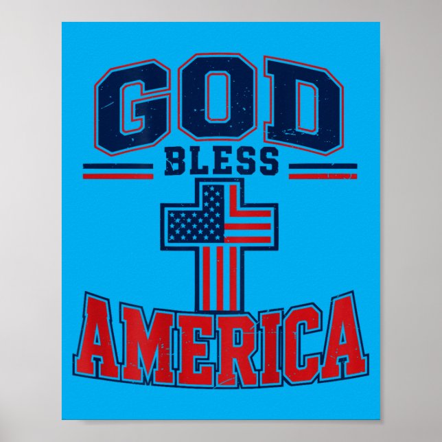 Poster Jovens Meninos Deus Abençoe a Bandeira da América  (Frente)