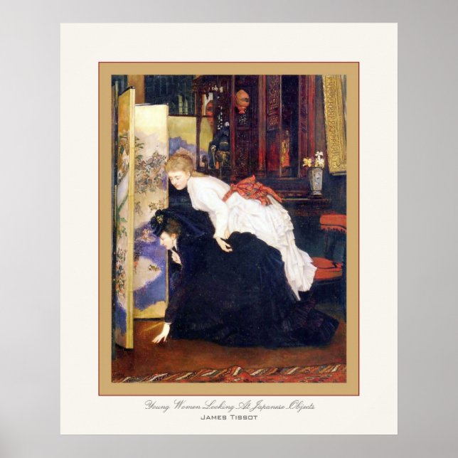 Poster Jovens Mulheres Olhando Objetos Japoneses ~ Tissot (Frente)