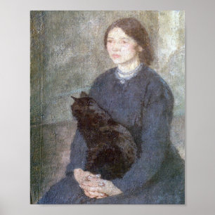 Poster Jovens segurando um gato negro - Gwen John