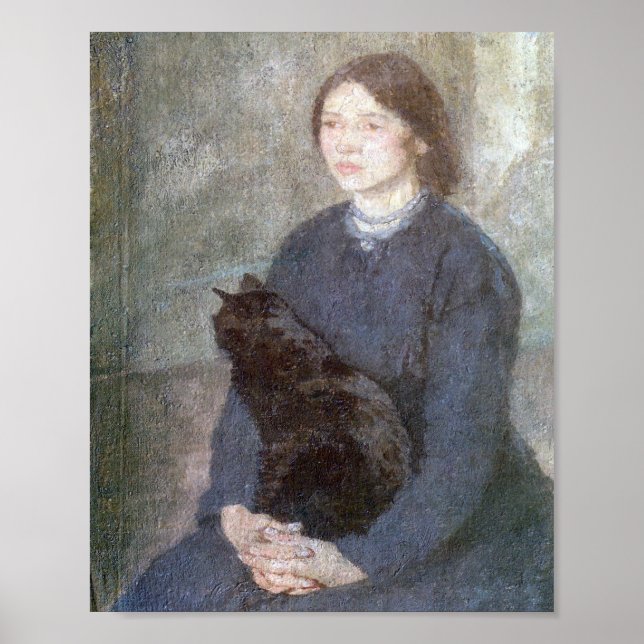 Poster Jovens segurando um gato negro - Gwen John (Frente)