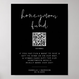 Poster JOVI Edgy Black Modern Honeymoon Fund Sinal de Cas