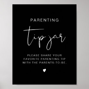 Poster JOVI Edgy Black Modern Tip Jar and Advice Sign