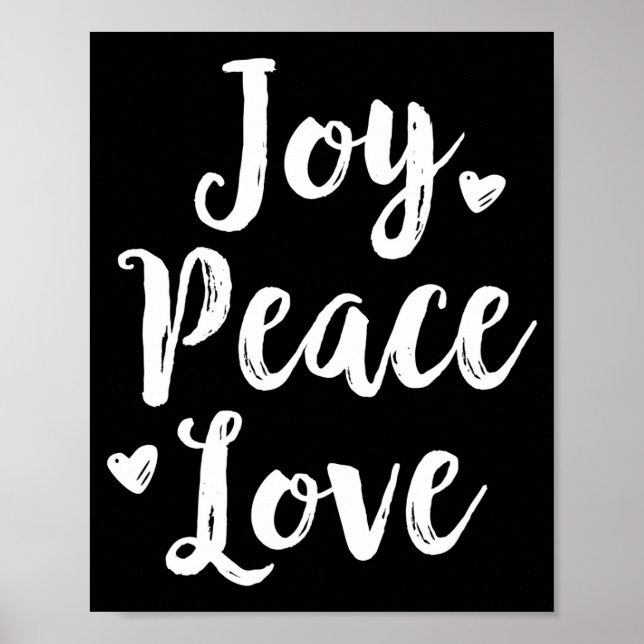 Poster Joy Peace Love Red Brushed Script Womens Holiday  (Frente)