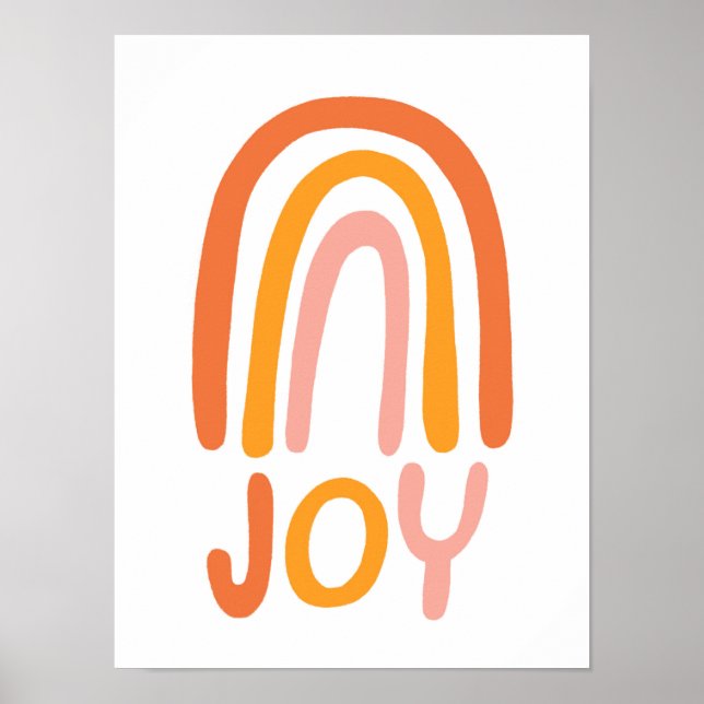 Poster JOY Rainbow Pink Handlettering (Frente)