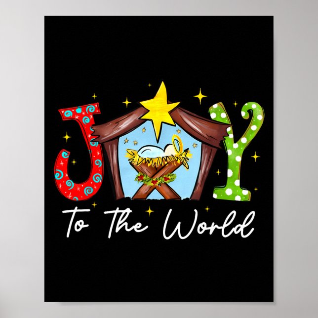 Poster Joy To The World Baby Jesus Christmas Nativity Sce (Frente)