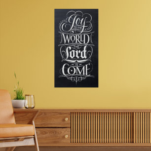 Póster Joy to the World Christian Christmas Black Chalk