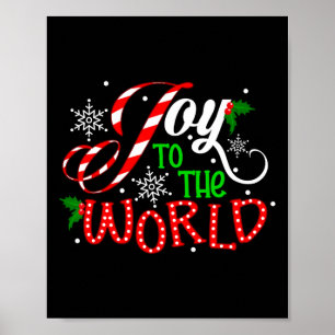 Poster Joy To World Candy Cane Christmas Pajamas Xmas