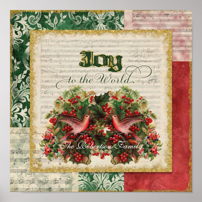 Póster Joy to World Natal vintage Carol Sheet Music (Frente)