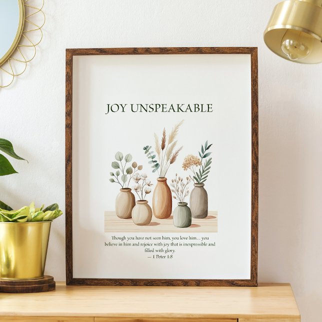Poster Joy unspeakable, floral Christian wall art  (Criador carregado)