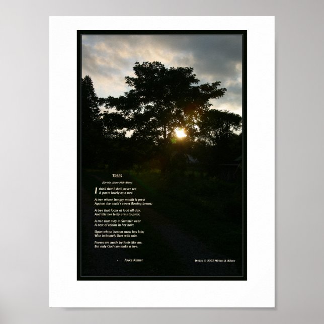 Poster Joyce Kilmer poem Trees 8 1/2 x 11 (Frente)
