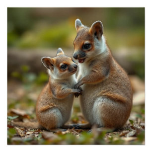 Póster "Joyful Bond: Mãe Australiana e Bebê Quokka"