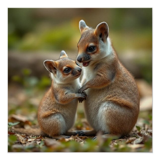 Póster "Joyful Bond: Mãe Australiana e Bebê Quokka" (Frente)