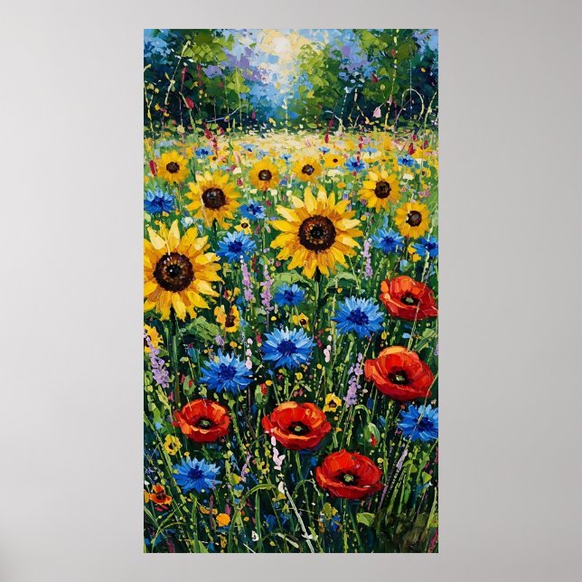 Poster Joyful Expressionist Vibrant Wildflower Sunflower  (Frente)
