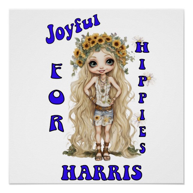 Póster Joyful Kamala Harris Presidente Hippie Boho (Frente)