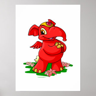 Poster Joyful red Elephante em Shenkuu