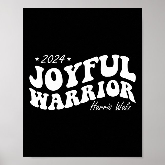Poster Joyful Warrior Kamala Harris Tim Walz 2024 Groovy (Frente)