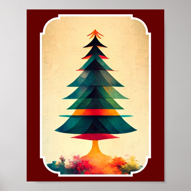 Poster Joyfull Christmas Tree Geométrico Artsy Design (Frente)