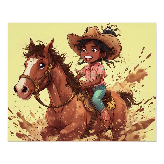 Póster Joyfull Horse Riding Cowgirl (Frente)