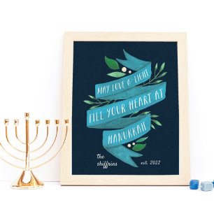 Poster Joyous Tidings Hanukkah personalizado