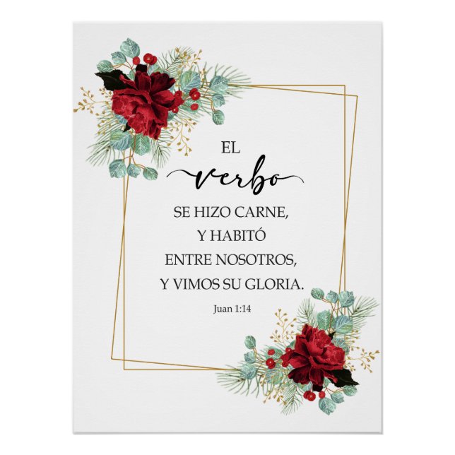 Póster Juan 1:14 Spanish bible verse (Frente)