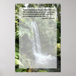 Póster Juan 4:13 con Cascada