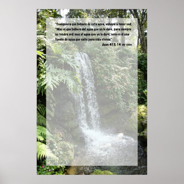 Póster Juan 4:13 con Cascada (Frente)